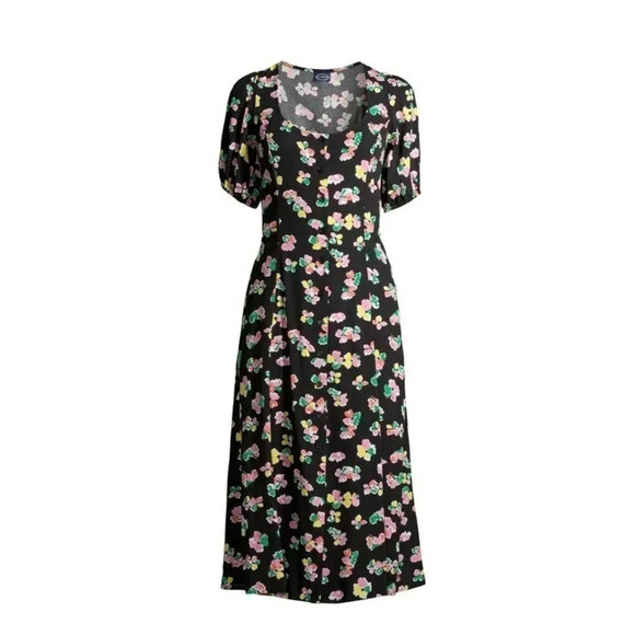 NWT Scoop Black Floral Button Front Midi Dress Size M - Picture 4 of 16